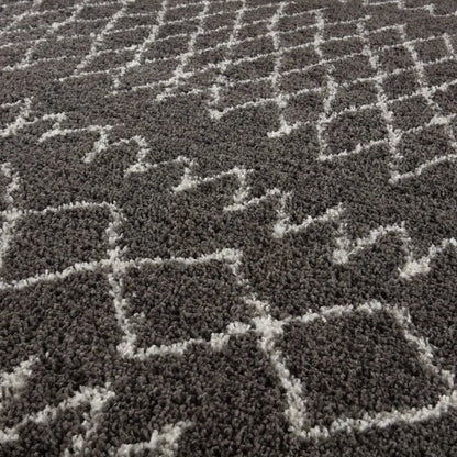 Moroccan Dark Grey Shaggy Rug | 940
