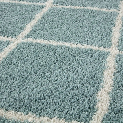Moroccan Duck Egg Blue Shaggy Rug | 550