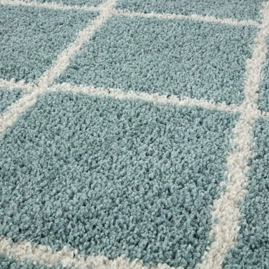 Moroccan Duck Egg Blue Shaggy Rug | 550