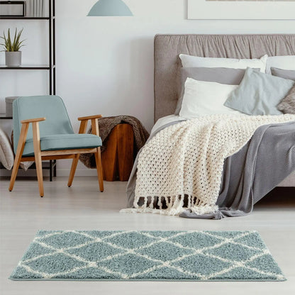 Moroccan Duck Egg Blue Shaggy Rug | 750