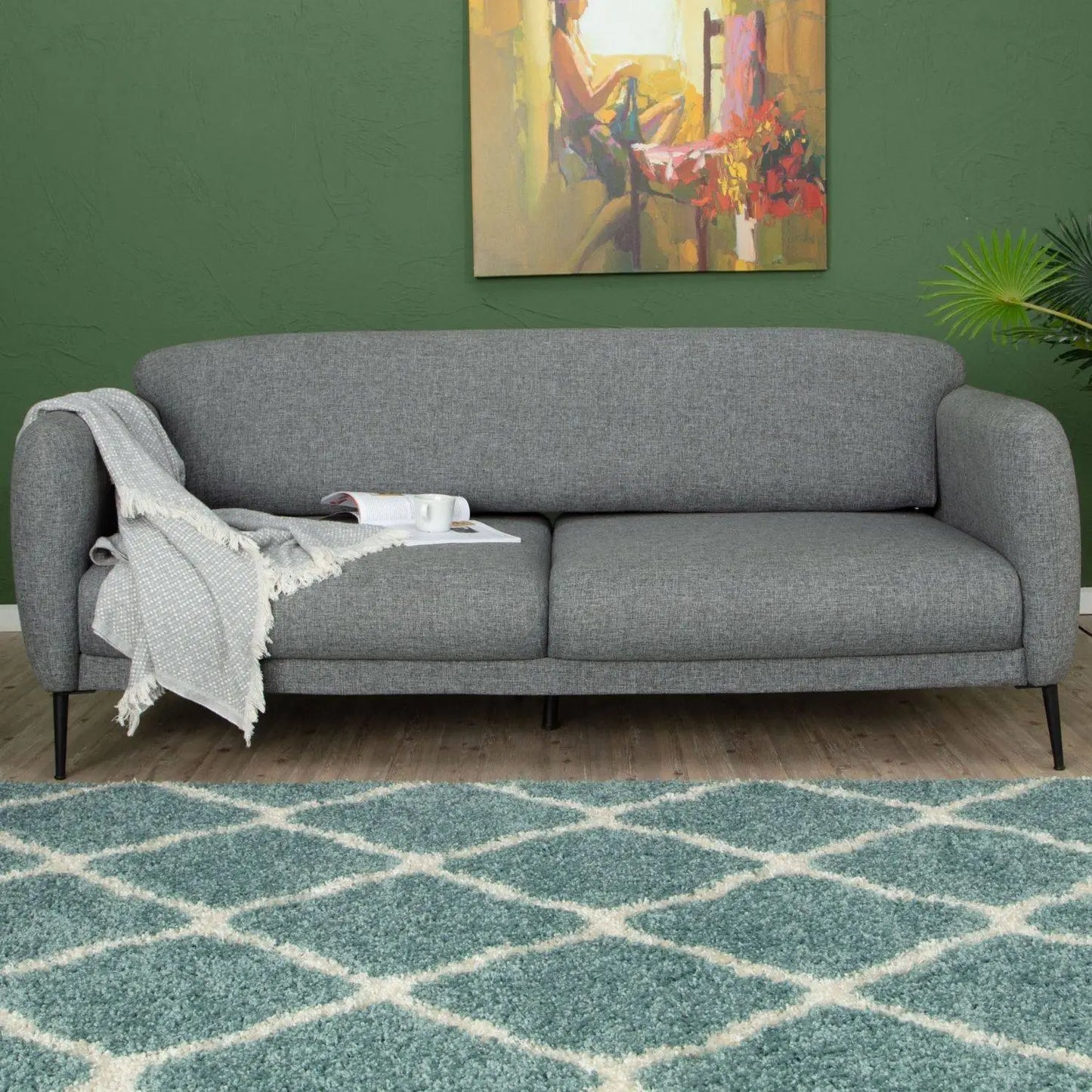 Moroccan Duck Egg Blue Shaggy Rug | 750