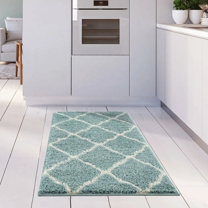 Moroccan Duck Egg Blue Shaggy Rug | 750