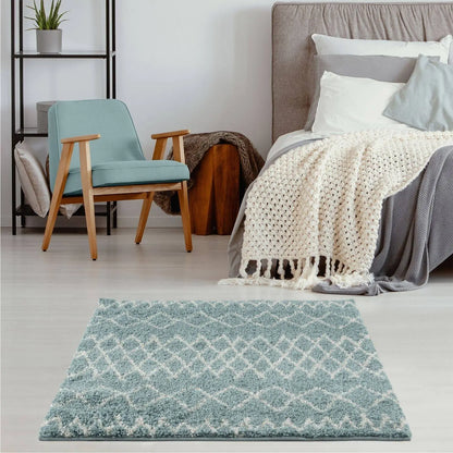 Moroccan Duck Egg Blue Shaggy Rug | 950