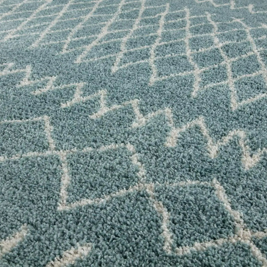 Moroccan Duck Egg Blue Shaggy Rug | 950