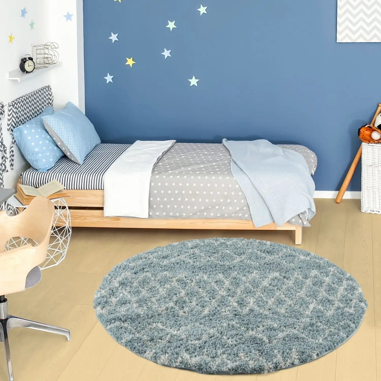 Moroccan Duck Egg Blue Shaggy Rug | 950