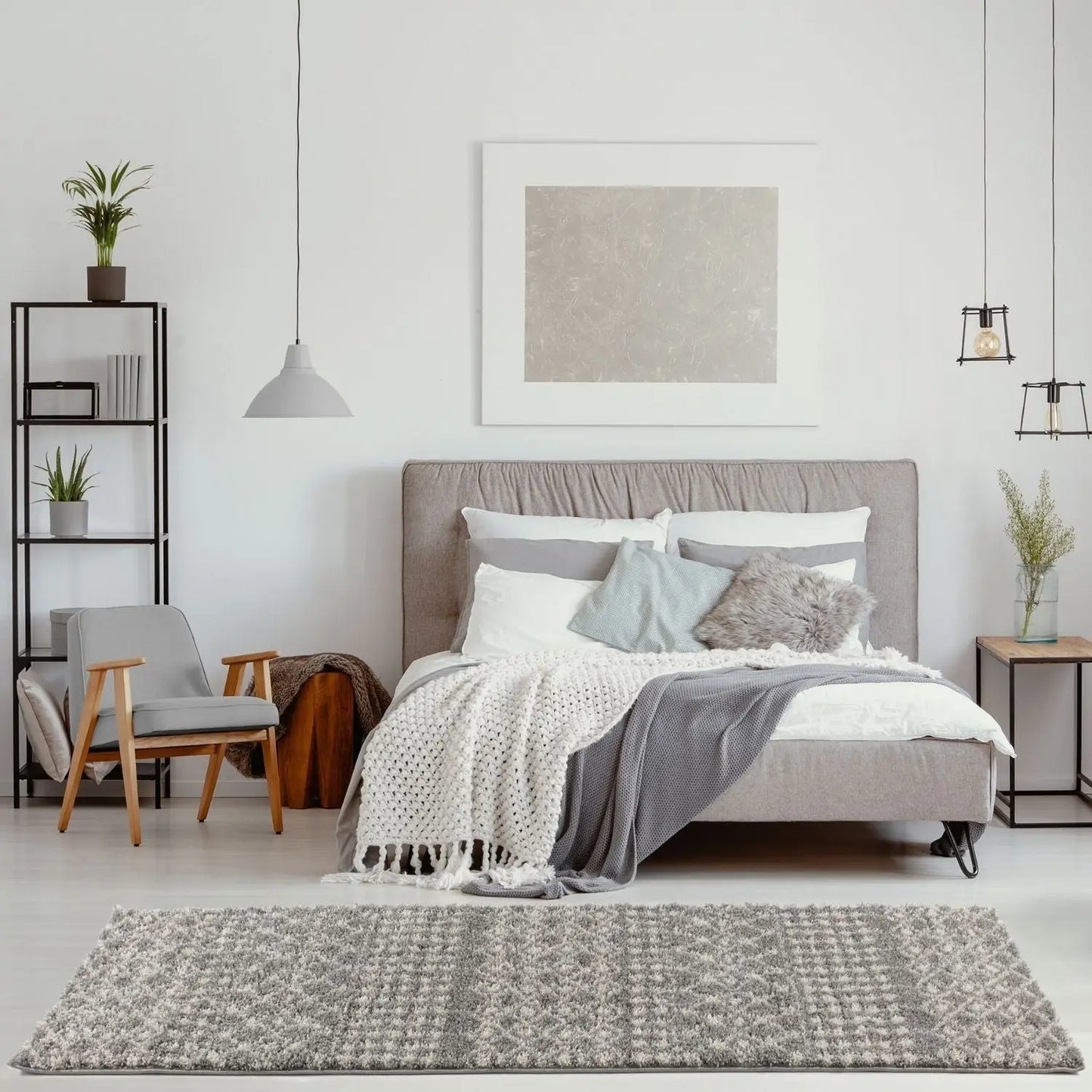 Moroccan Grey Shaggy Rug | 1010