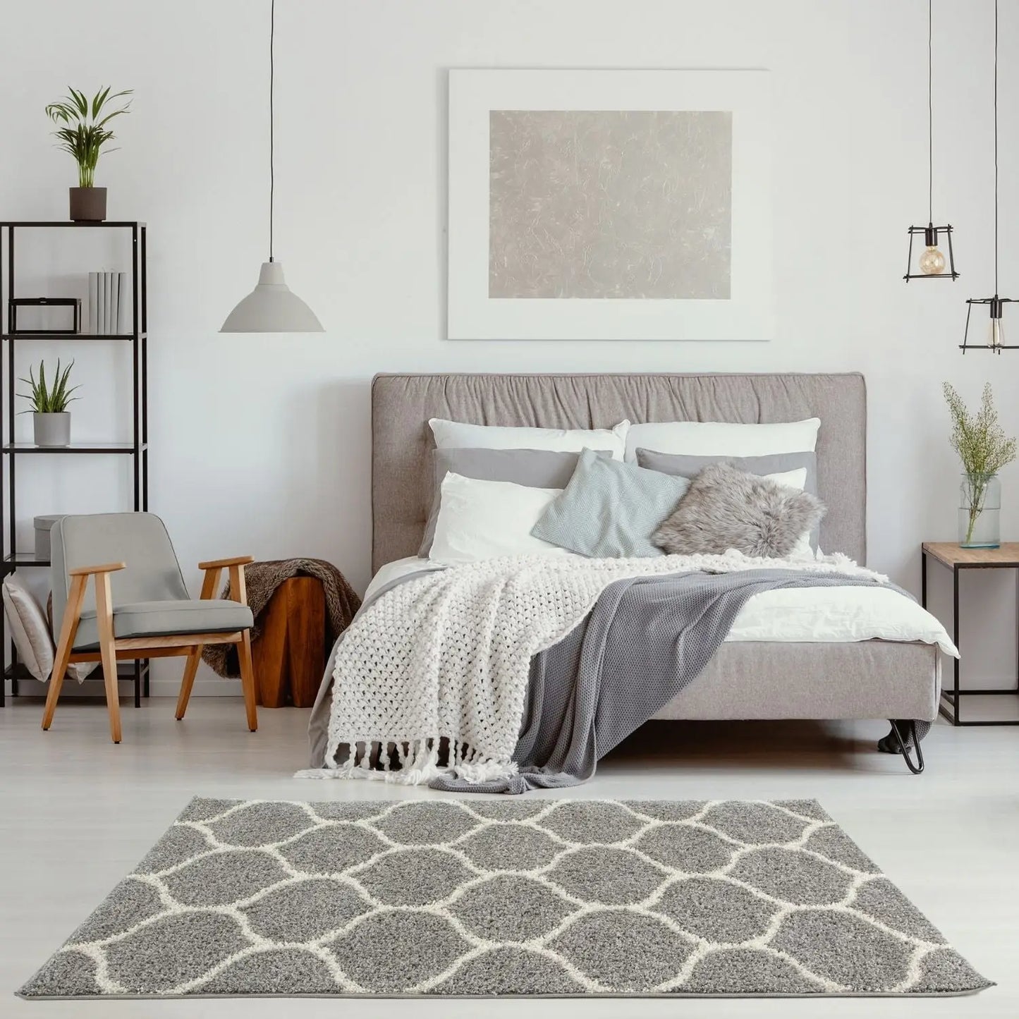 Moroccan Grey Shaggy Rug | 610