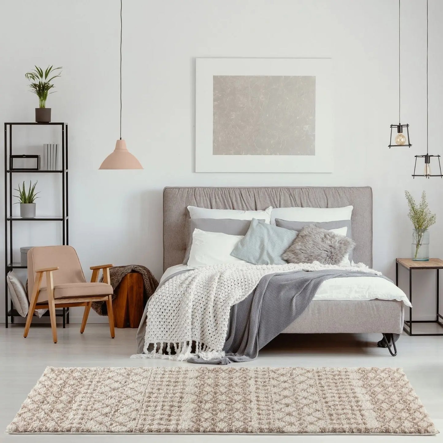 Moroccan Ivory Beige Shaggy Rug | 1030