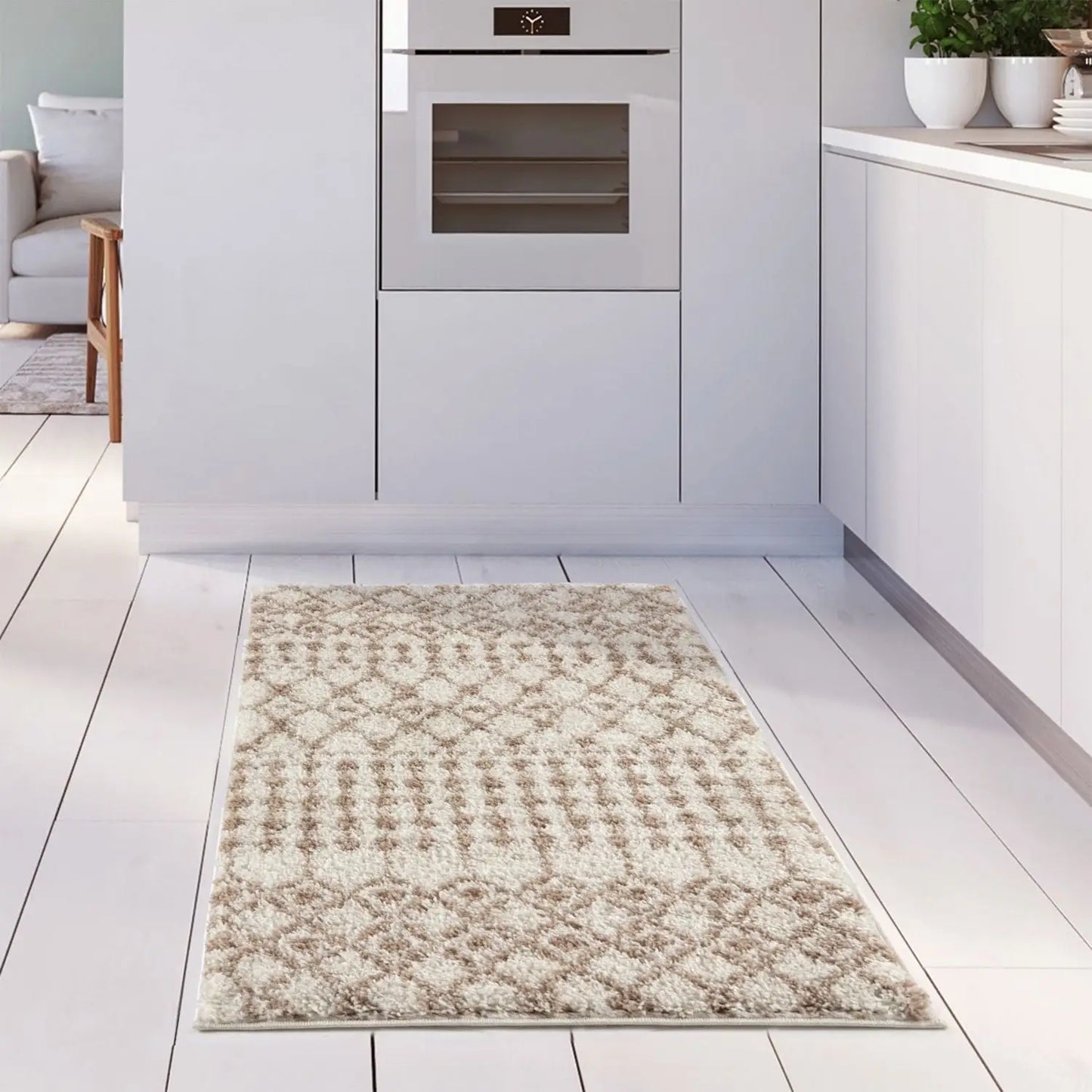Moroccan Ivory Beige Shaggy Rug | 1030