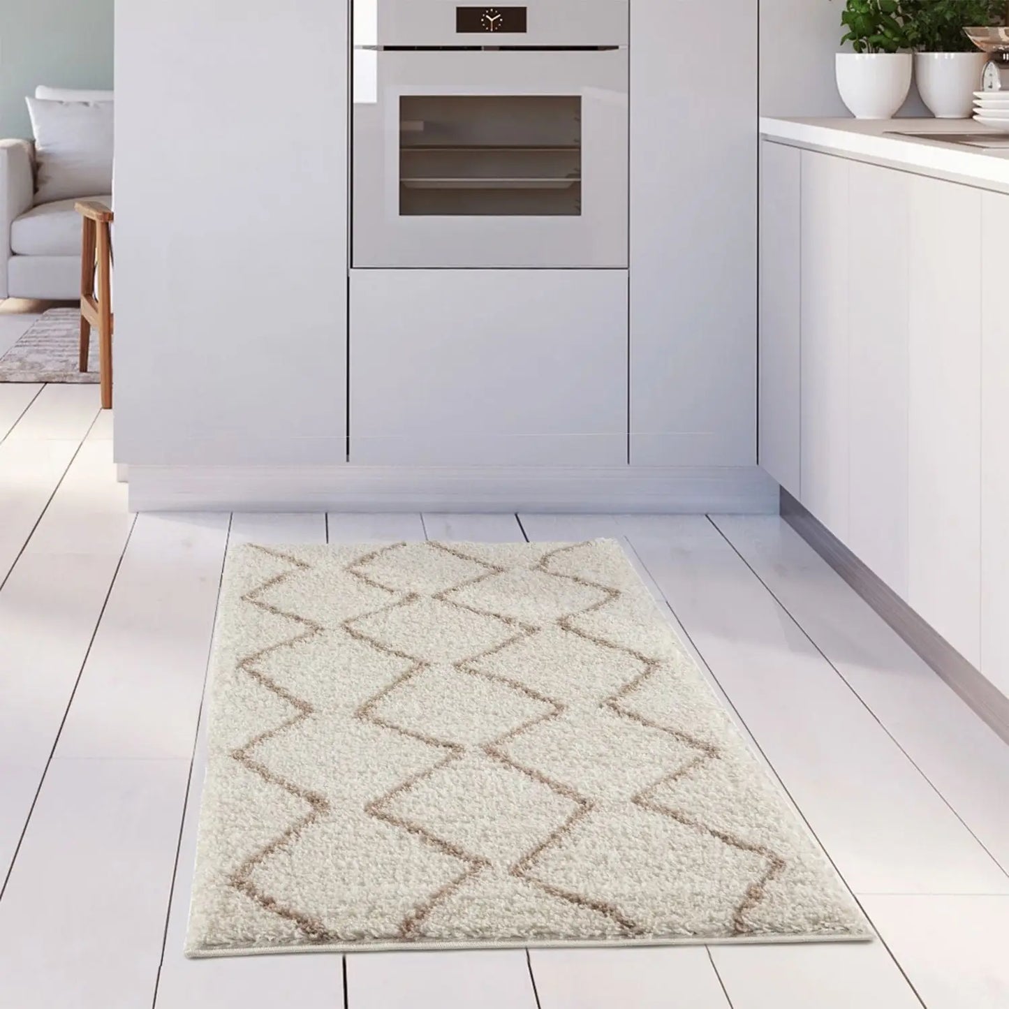 Moroccan Ivory Beige Shaggy Rug | 830