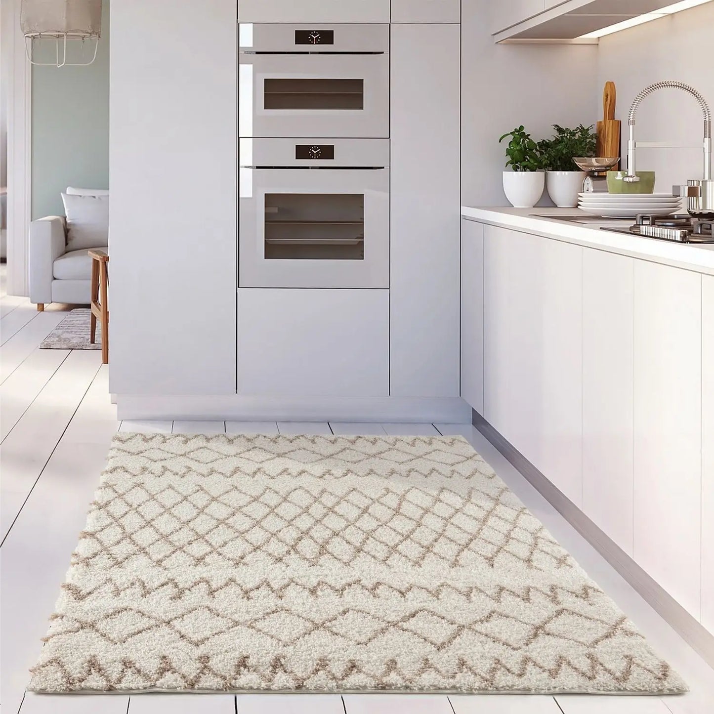 Moroccan Ivory Beige Shaggy Rug | 930
