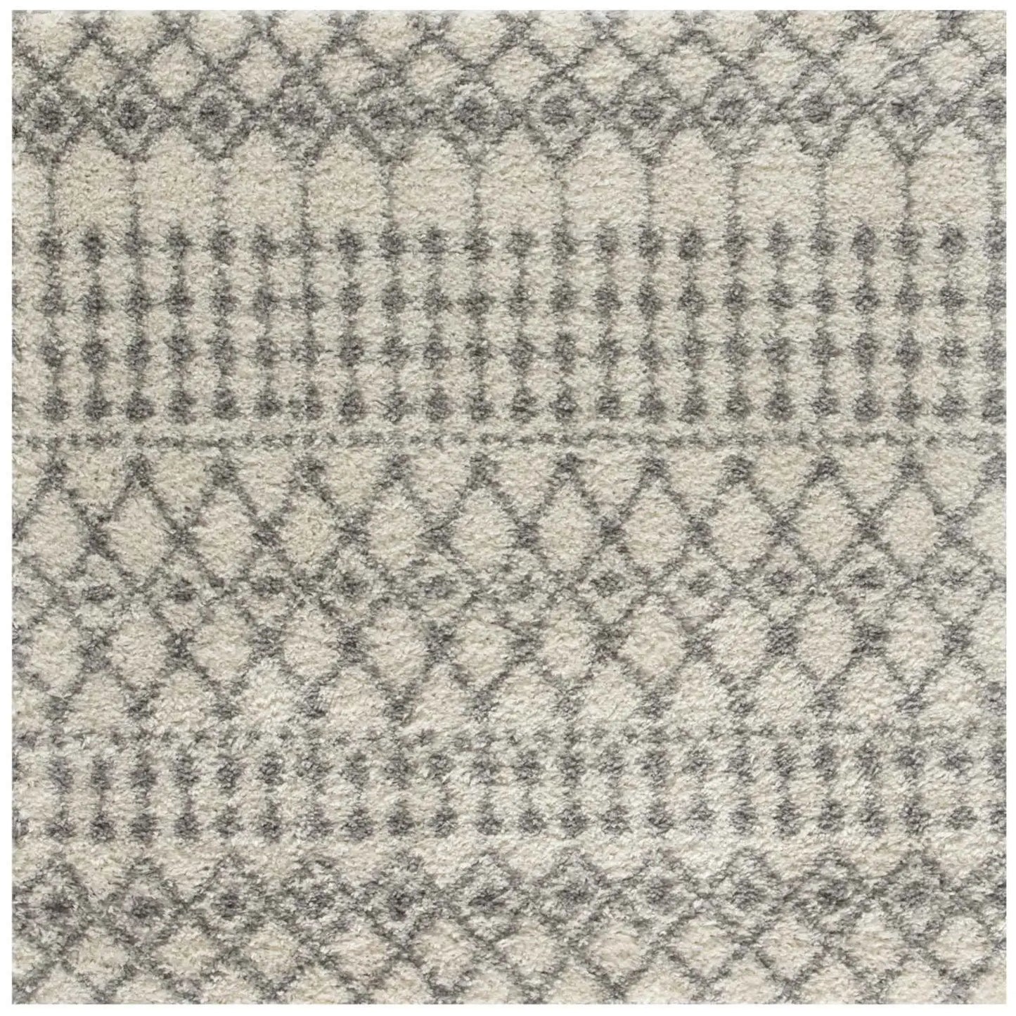 Moroccan Ivory Grey Shaggy Rug | 1000