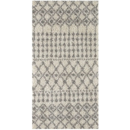Moroccan Ivory Grey Shaggy Rug | 1000