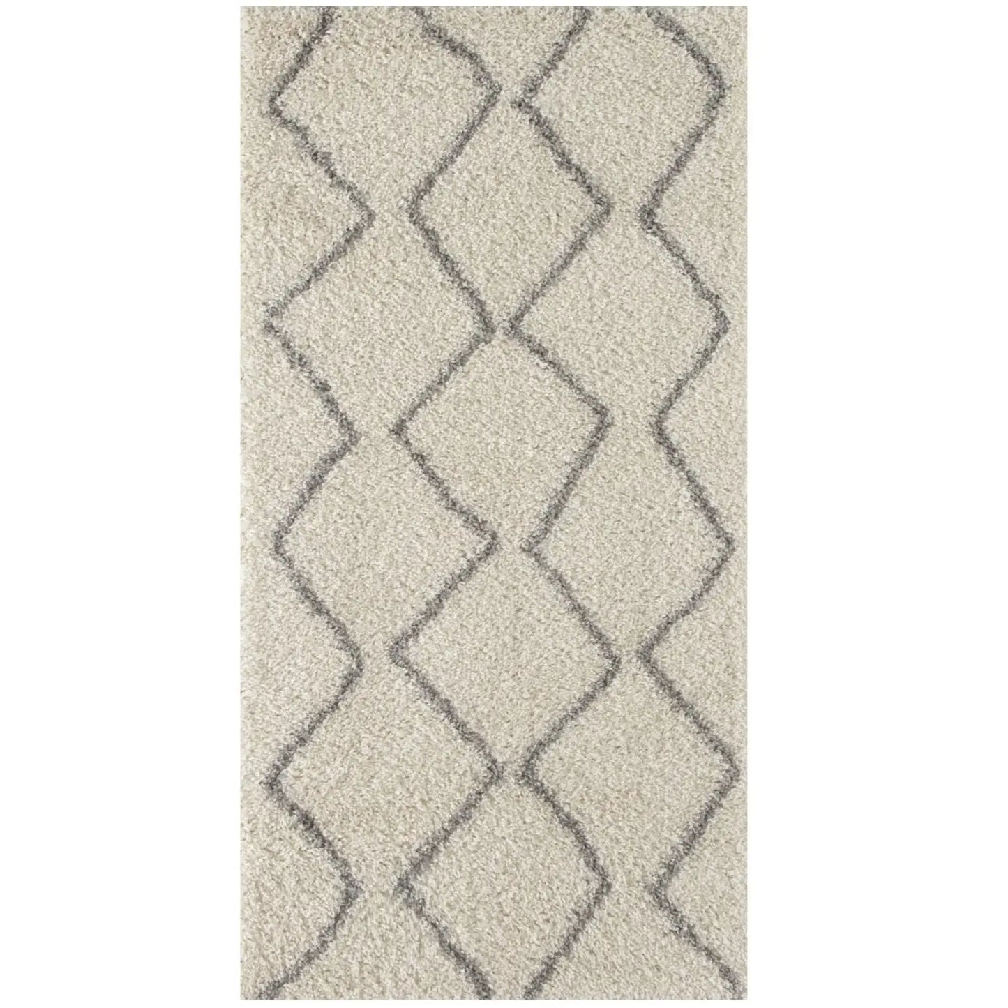 Moroccan Ivory Grey Shaggy Rug | 800