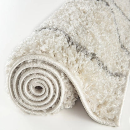 Moroccan Ivory Grey Shaggy Rug | 800