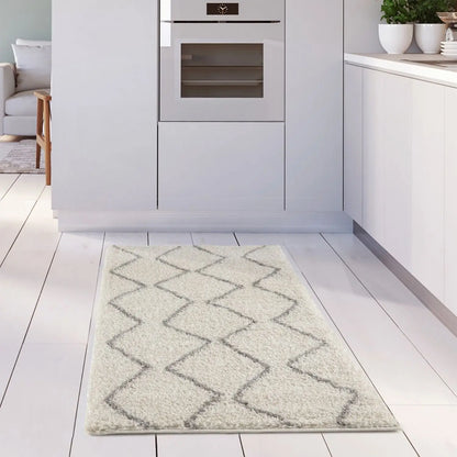 Moroccan Ivory Grey Shaggy Rug | 800