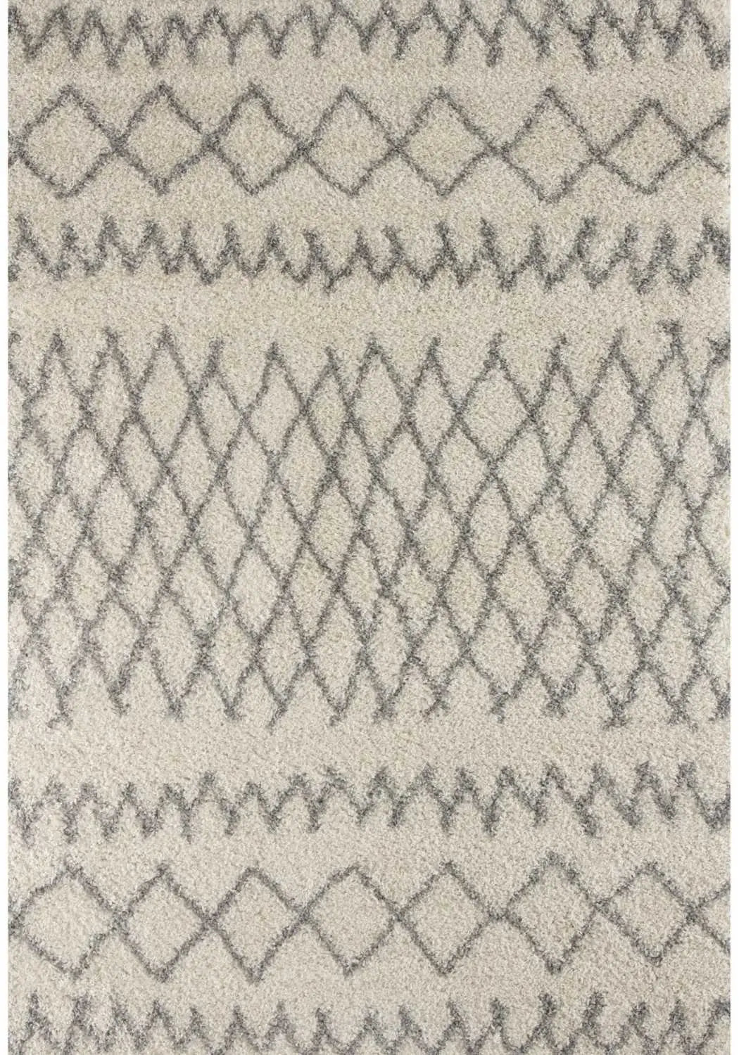 Moroccan Ivory Grey Shaggy Rug | 900