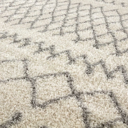 Moroccan Ivory Grey Shaggy Rug | 900