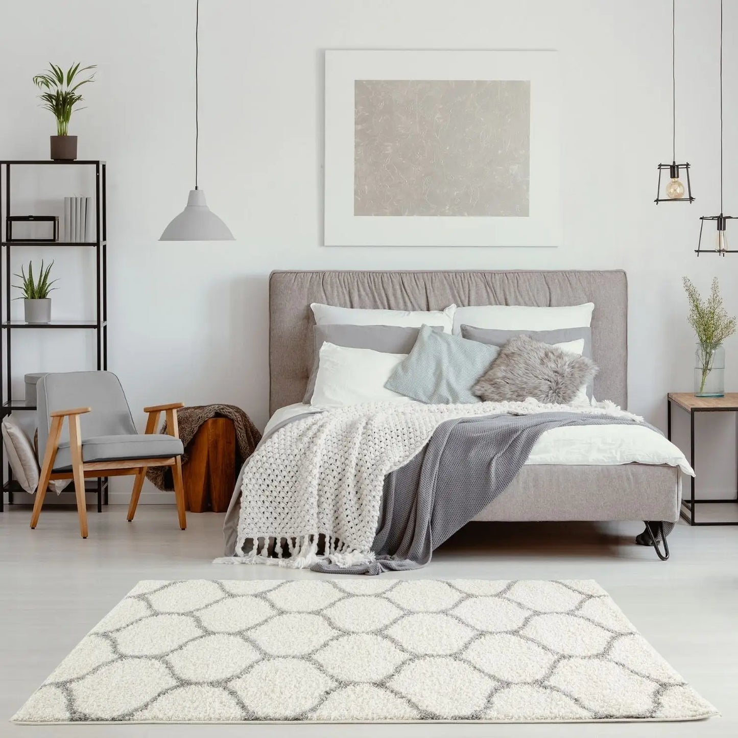 Moroccan Ivory Shaggy Rug | 600