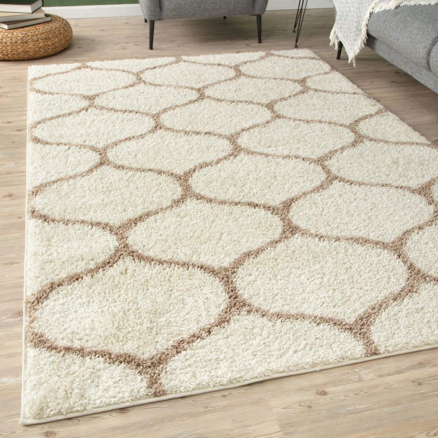Moroccan Ivory Shaggy Rug | 630