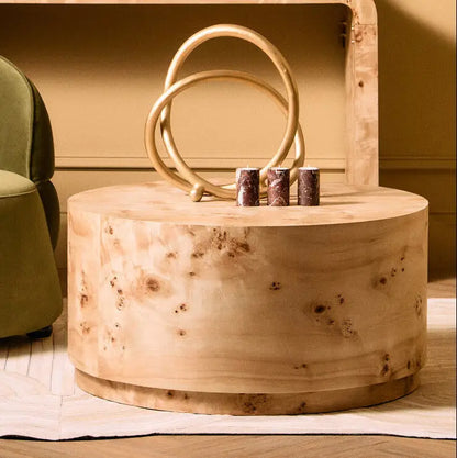 Mota Natural Burl Wood Round Coffee Table