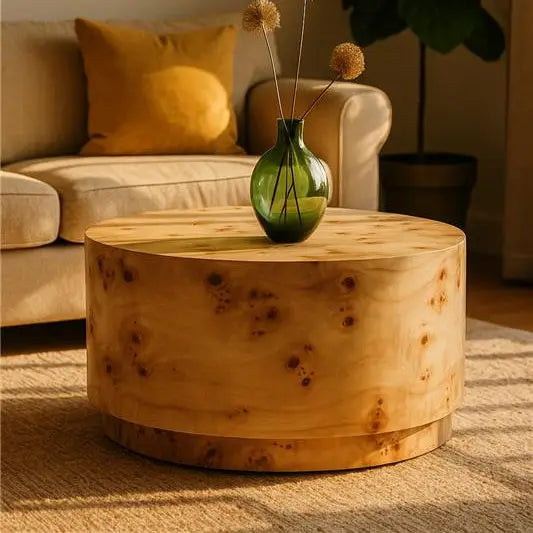 Mota Natural Burl Wood Round Coffee Table