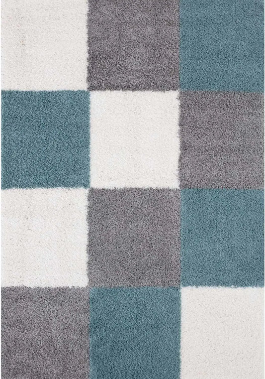 Myshaggy Geometric Duck Egg Blue Rug