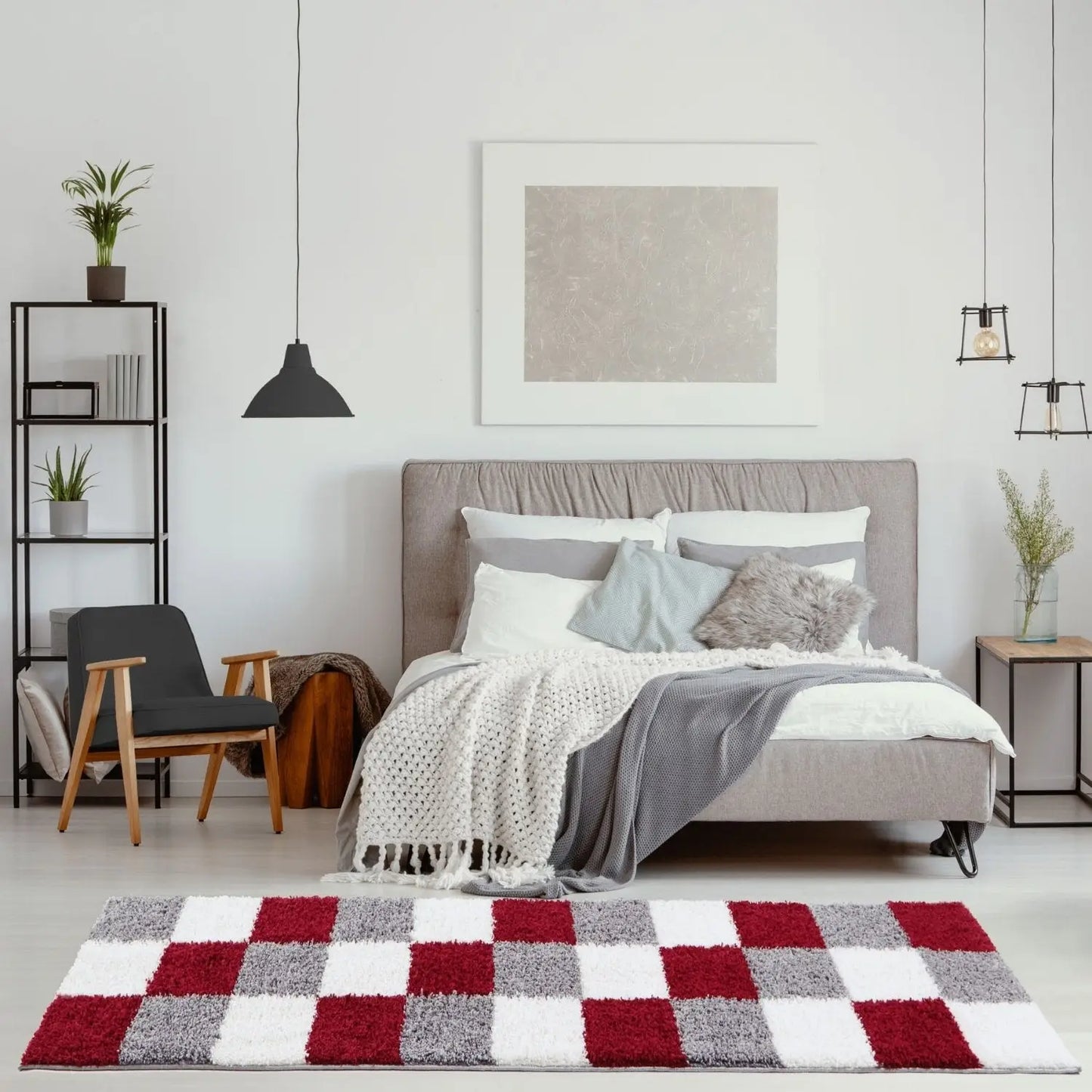 Myshaggy Geometric Red Rug