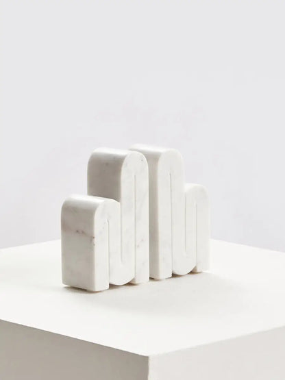 Nason Set of Two White Marble Bookends
