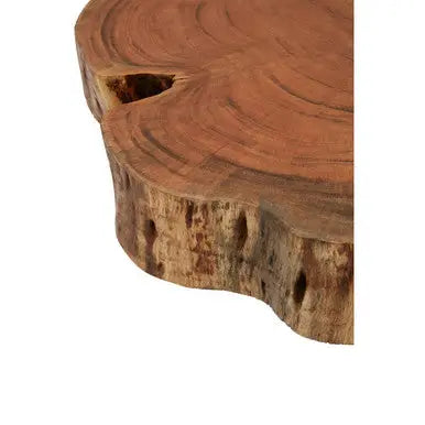 Natural Acacia Wood Log Slice Coffee Table with Silver Centre Detail and Aluminium Splayed Legs, Almora