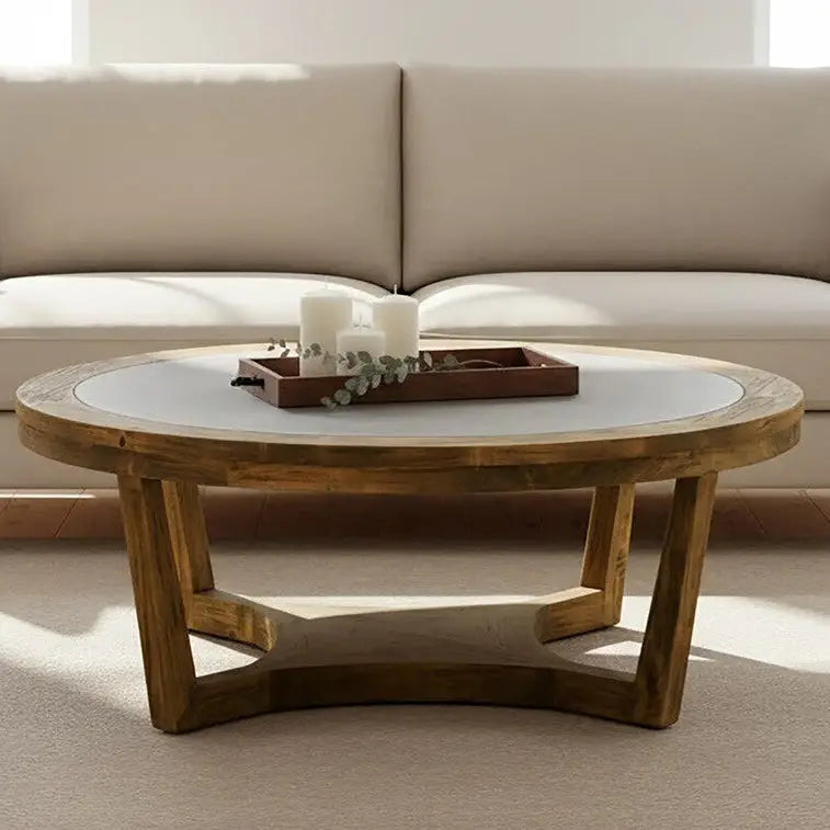 Natural Alder Wood Coffee Table with Zinc Plate Inset, Merdeka