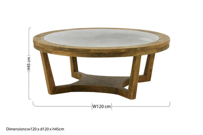 Natural Alder Wood Coffee Table with Zinc Plate Inset, Merdeka