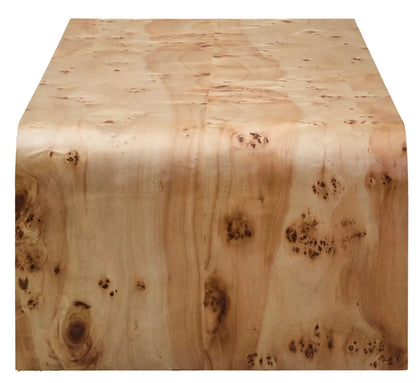 Natural Burl Wood Curved Coffee Table with Smooth Curved Edges, Mota