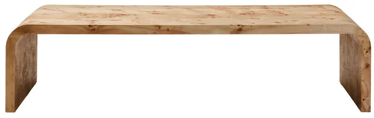 Natural Burl Wood Curved Coffee Table with Smooth Curved Edges, Mota