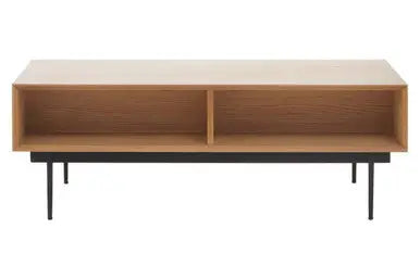 Natural Carved Effect 2-Drawer Coffee Table with Metal Legs, Jakara