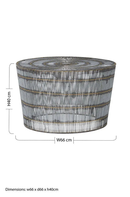 Natural Gold Tone Wireframe Round Coffee Table with Iron Base | Templar