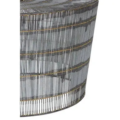Natural Gold Tone Wireframe Round Coffee Table with Iron Base, Templar