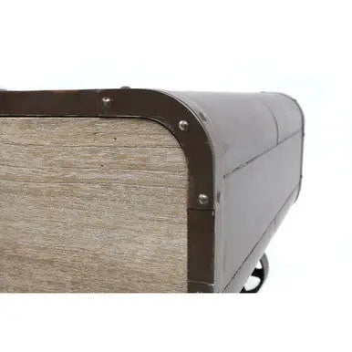 Natural Grain Finish Coffee Table with 2 Storage Drawers and 4 Wheels, Village Loft