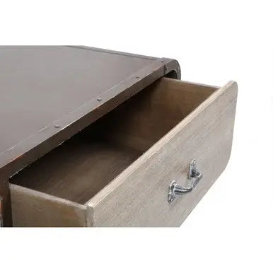 Natural Grain Finish Coffee Table with 2 Storage Drawers and 4 Wheels, Village Loft