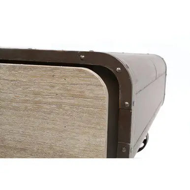 Natural Grain Finish Coffee Table with 2 Storage Drawers and 4 Wheels, Village Loft