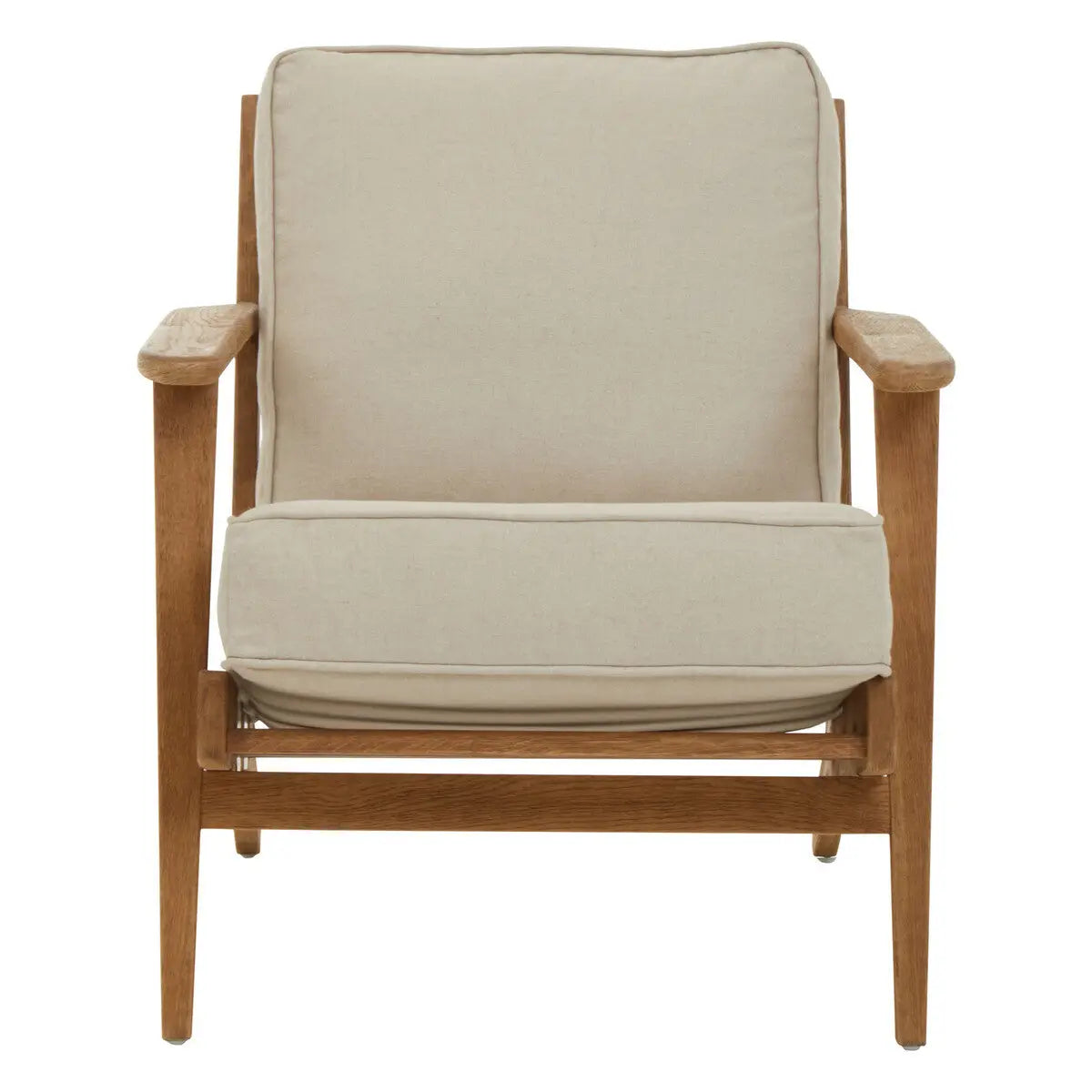 Natural Linen and Oak Wood Armchair | Hector