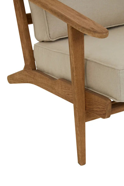 Natural Linen and Oak Wood Armchair | Hector