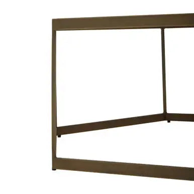 Natural Oak Hexagonal Veneer Coffee Table with Brown Brushed Brass Steel Frame, Grenoble