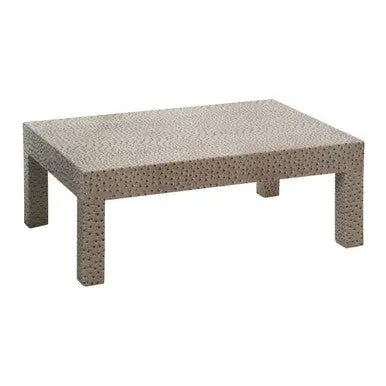 Natural Ostrich Leather Effect Wooden Rectangular Coffee Table with Sturdy Legs, Ostrich