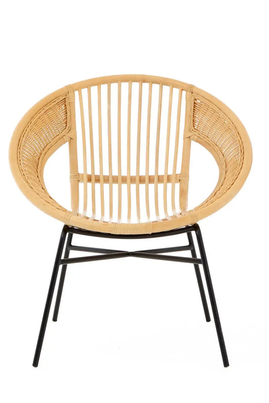 Natural Rattan and Black Iron Chair | Lagom