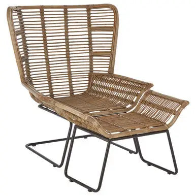 Natural Rattan Lounge Chair and Footstool | Manado