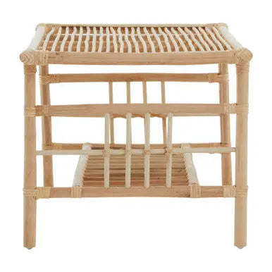 Natural Rattan Rectangular Coffee Table with Lower Storage Shelf, Mataram