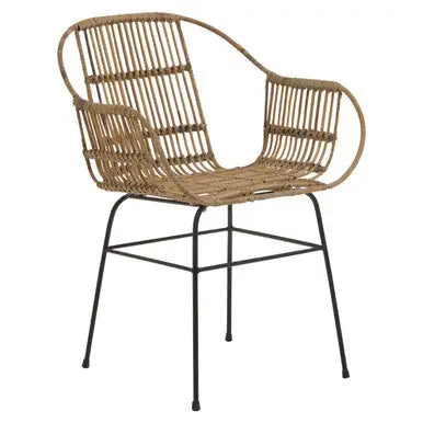 Natural Rattan with Black Metal Armchair | Java
