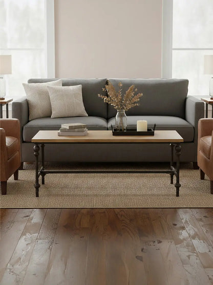 Natural Rectangular Coffee Table with Distressed Fir Wood Top, Tribeca