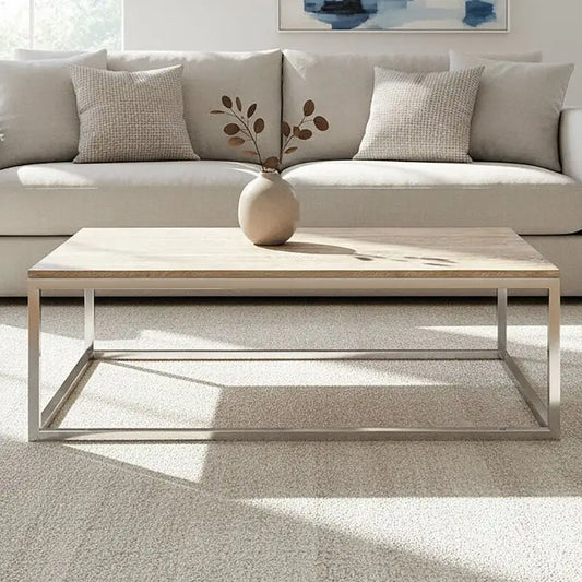 Natural Rectangular Coffee Table with Oak Wood Top | Hampstead